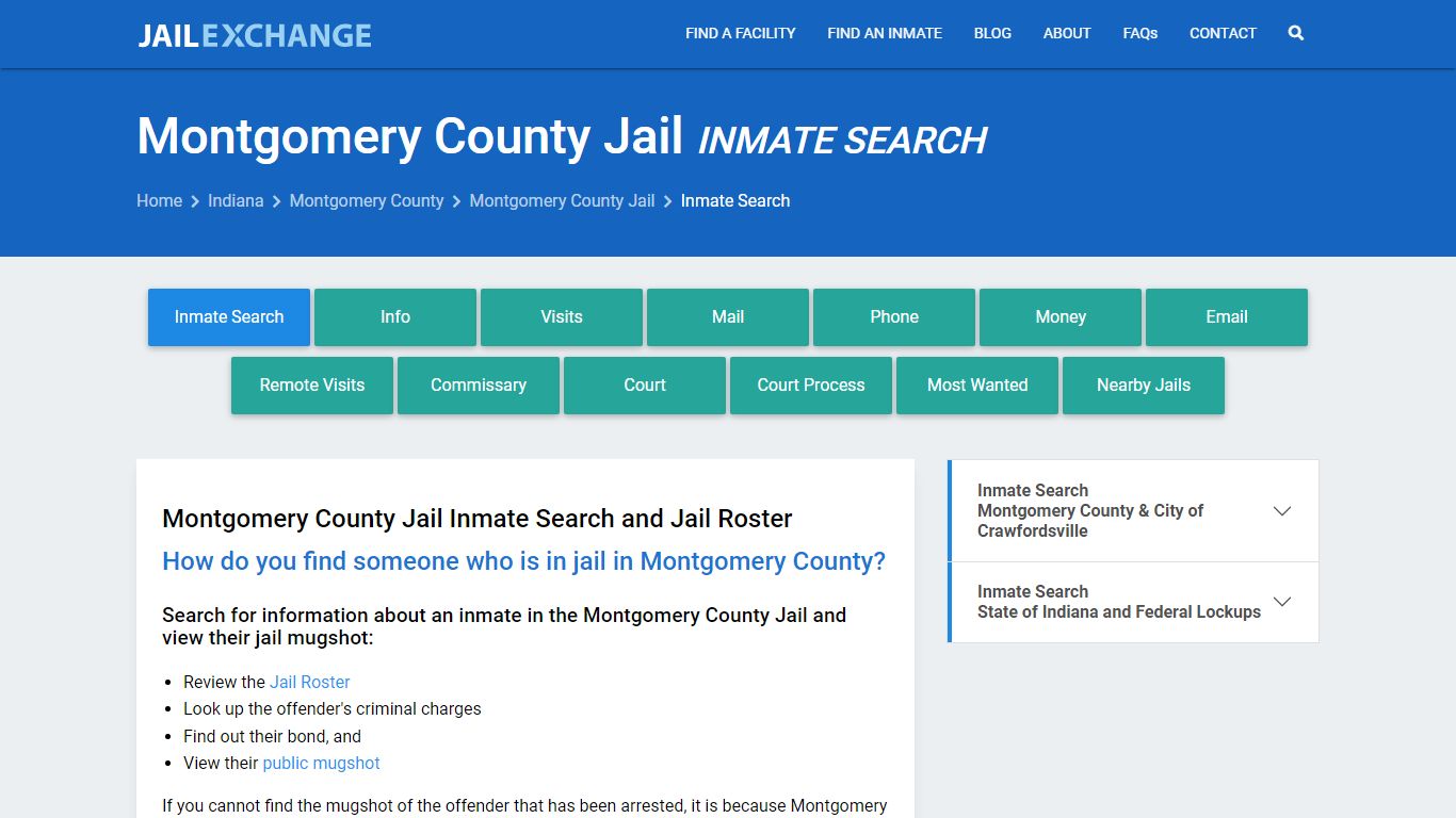 Inmate Search: Roster & Mugshots - Montgomery County Jail, IN