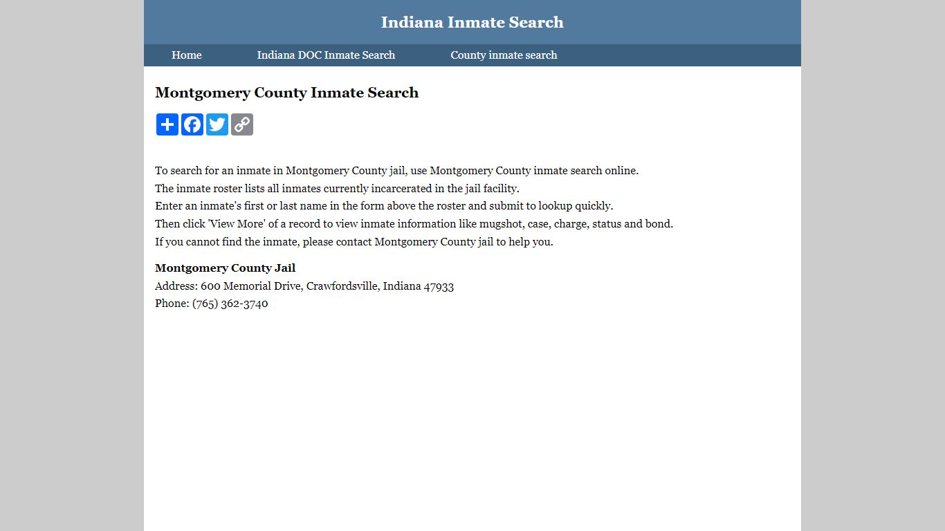 Montgomery County Inmate Search