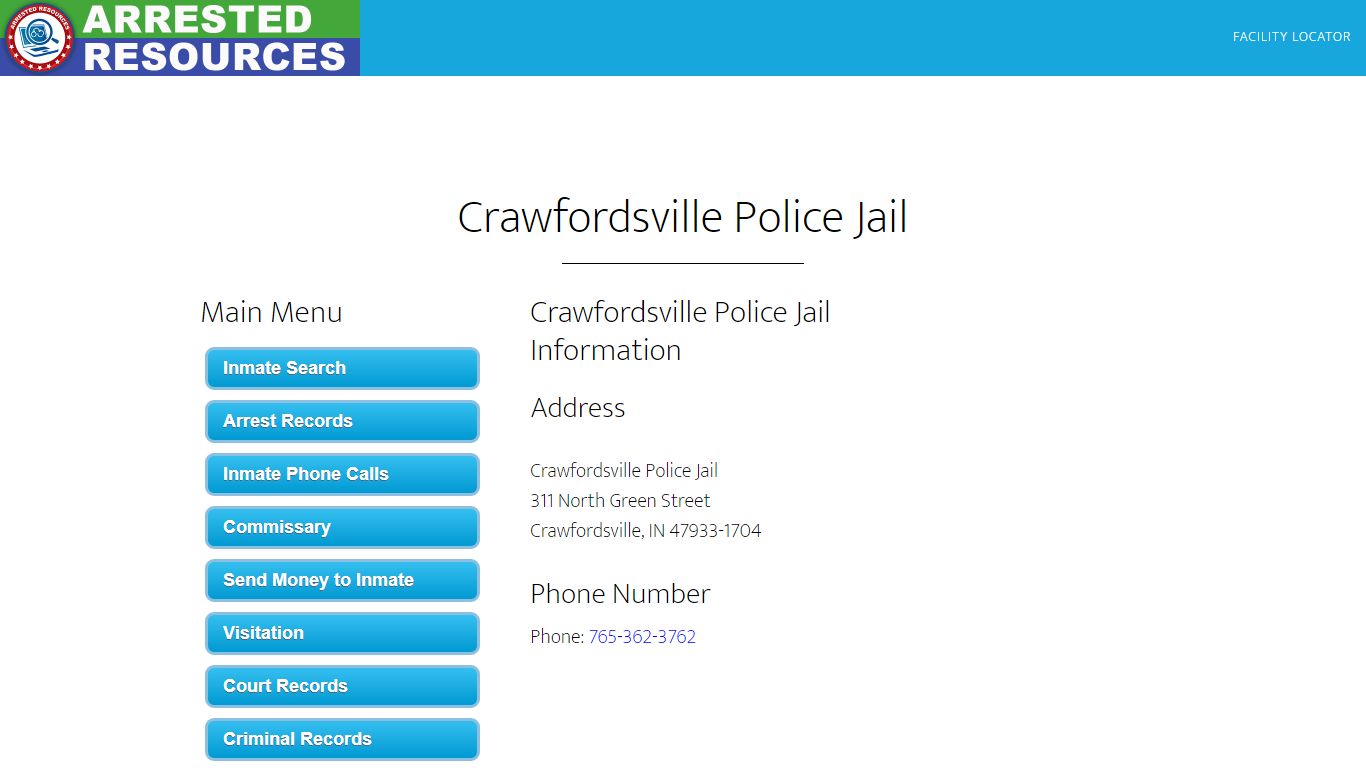 Crawfordsville Police Jail - Inmate Search - Crawfordsville, IN
